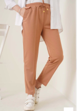 Tam Kalıp Basic Eşofman Pantolon - Kahverengi - Görsel 2