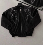 Yıldırım Baskılı Uzun Kol Bomber Ceket - Siyah - Görsel 2