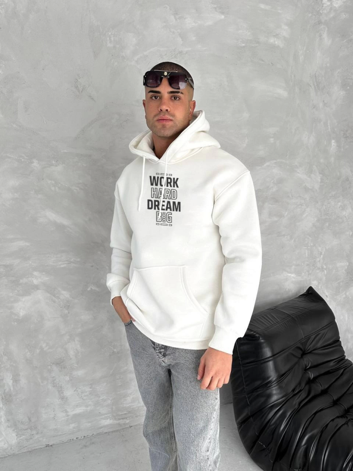 TY67293a2f12a5867293a2f12a5a Kışlık Üç İplik Kapşonlu SweatShirt - Beyaz - Görsel 1