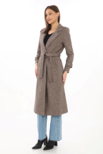 Astarlı Balık Sırtı Kaşmir Kaşe Kaban - Vizon - Görsel 2