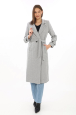 Astarlı Balık Sırtı Kaşmir Kaşe Kaban - Gri - Görsel 2