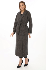 Kolu Apoletli Astarlı Kaşmir Kaşe Kaban - Füme - Görsel 3