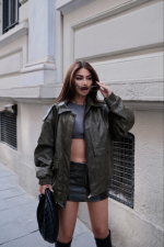 Suni Deri Pilot Ceket - Görsel 3