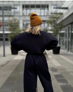 Bisiklet Yaka Üç İplik Sweat Takım - Siyah - Görsel 3