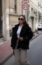 Cıt Cıt Detaylı Peluş Mont Ceket - Siyah - Görsel 3