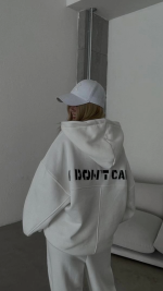 Nakış İşlemeli Üç İplik Sweat Takım- Beyaz - Görsel 3