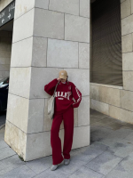 Üç İplik Yakalı Sweat Baggy Pantalonlu Takım - Bordo - Görsel 2