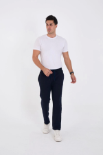 Unisex Üç İplik Basic Eşofman Özel Tasarım Pantolon - Lacivert - Görsel 3