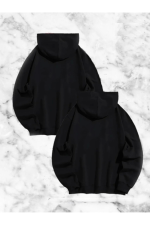 Örümcek Baskılı Sevgili Çift Kombini Kapüşonlu Sweatshirt - Hodie - Siyah - Görsel 2