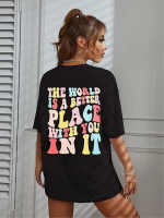 Bisiklet Yaka Baskılı T-shirt - Siyah - Görsel 2