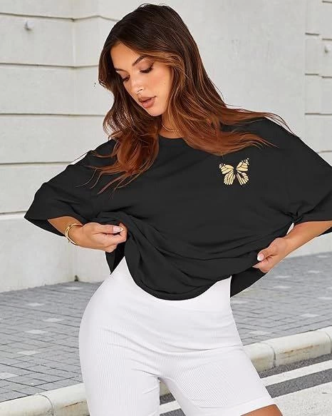 TY67b6f365a457267b6f365a4573 Bisiklet Yaka Baskılı T-shirt - Siyah - Görsel 1