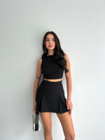 Tek Omuzlu Kolsuz Mini Boy Elbise - Siyah - Görsel 3