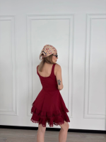 Mini Askılı Elbise - Bordo - Görsel 2