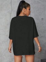 Baskılı Oversize T-shirt - Siyah - Görsel 2