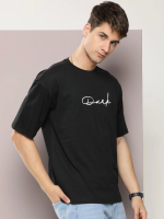 Erkek Baskılı Oversize T-shirt - Siyah - Görsel 2