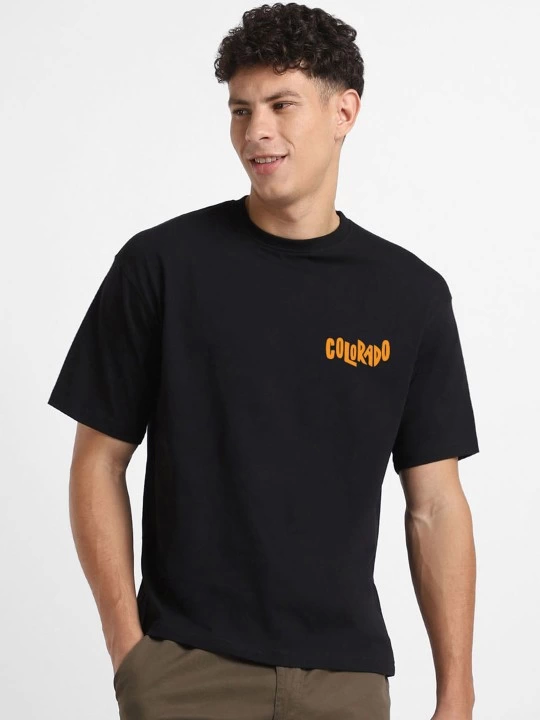 TY67c02e00b0f1867c02e00b0f19 Erkek Baskılı Oversize T-shirt - Siyah - Görsel 1
