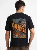 Erkek Baskılı Oversize T-shirt - Siyah - Görsel 2