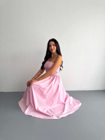 Straplez Pileli Elbise - Pembe - Görsel 3