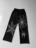 İki İplik Kumaş Örümcek Baskılı Esofman - Siyah - Görsel 2