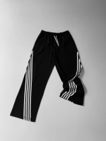 İki İplik Kumaş Şeritli Alt Esofman - Siyah - Görsel 2