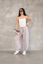 Osy Modal Yumuşak Dokulu Kumaş Şalvar Pantalon - Bej - Görsel 2