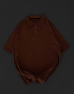 Yakalı Patlı Kısa Kol T-shirt - Kahverengi - Görsel 2