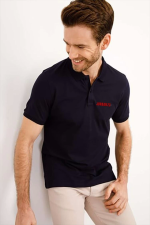 Yakası Düğmeli Yakalı Pike Baskılı T-Shirt - Beyaz - Görsel 2