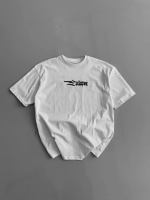 Baskılı Oversize Bisiklet Yaka T-shirt - Beyaz - Görsel 2