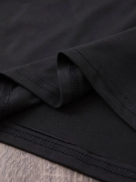 Baskılı Oversize Bisiklet Yaka T-shirt - Siyah - Görsel 3