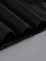 Baskılı Oversize Bisiklet Yaka T-shirt - Siyah - Görsel 3