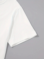 Baskılı Oversize Bisiklet Yaka T-shirt - Beyaz - Görsel 2