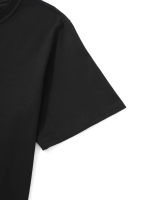 Baskılı Oversize Bisiklet Yaka T-shirt - Siyah - Görsel 2