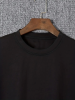 Baskılı Oversize Bisiklet Yaka T-shirt - Siyah - Görsel 2