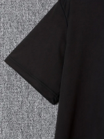 Baskılı Oversize Bisiklet Yaka T-shirt - Siyah - Görsel 3