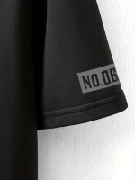 Baskılı Oversize Bisiklet Yaka T-shirt - Siyah - Görsel 3