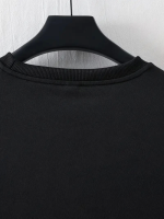 Baskılı Oversize Bisiklet Yaka T-shirt - Siyah - Görsel 2