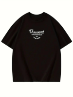 Thousand Baskılı Oversize Bisiklet Yaka T-shirt - Siyah - Görsel 2