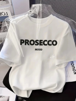 Baskılı Oversize Bisiklet Yaka T-shirt - Beyaz