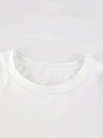 Baskılı Oversize Bisiklet Yaka T-shirt - Beyaz - Görsel 2