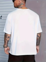 Baskılı Oversize Bisiklet Yaka T-shirt - Beyaz - Görsel 2