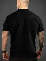 Baskılı Oversize Bisiklet Yaka T-shirt - Siyah - Görsel 2