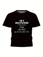 Baskılı Oversize Bisiklet Yaka T-shirt - Siyah - Görsel 3