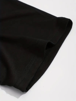 Baskılı Oversize Bisiklet Yaka T-shirt - Siyah - Görsel 3