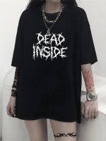 Baskılı Oversize Bisiklet Yaka T-shirt - Siyah - Görsel 2