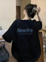 Baskılı Oversize Bisiklet Yaka T-shirt - Siyah