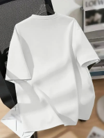 Baskılı Oversize Bisiklet Yaka T-shirt - Beyaz - Görsel 2