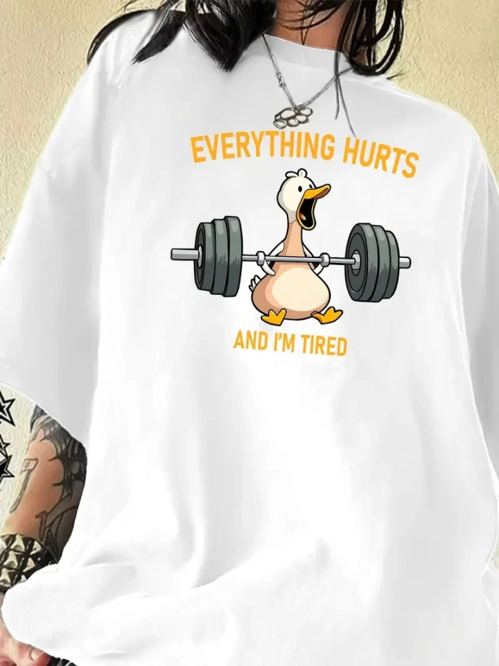 TY680d54e0a04b0680d54e0a04b3 Baskılı Oversize Bisiklet Yaka T-shirt - Beyaz - Görsel 1