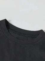 Baskılı Oversize Bisiklet Yaka T-shirt - Siyah - Görsel 3