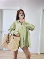 Yakalı Yandan Yırtmaçlı Gömlek - Yeşil - Görsel 3