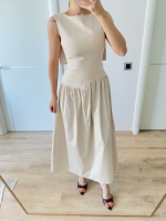 Arkası Kanatlı Uzun Elbise- Bej - Görsel 3